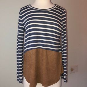 Striped Sweater with Suede bottom